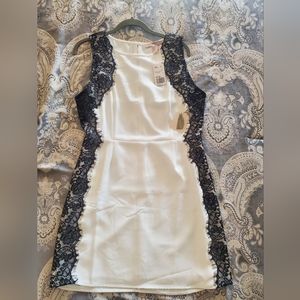White Dress With Black Lace Size Large Forever 21